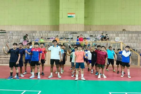टी.टी. नगर स्टेडियम में बैडमिंटन ट्रायल का विज्ञप्ति चित्र